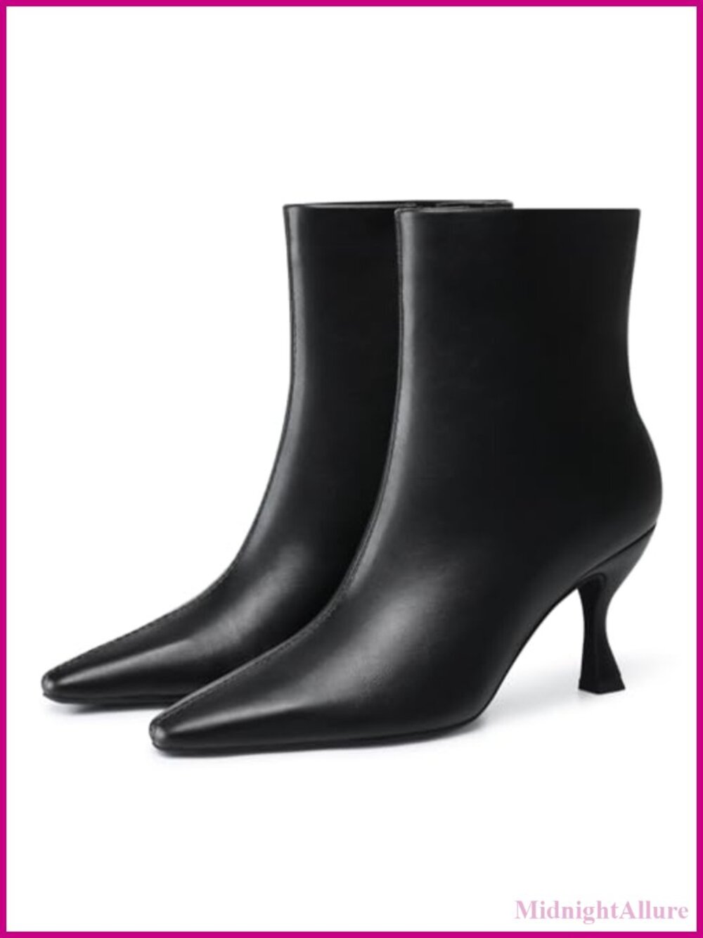 Women's Kitten Ankle Boots Pointed Toe Boot 3.5 Inch Heel